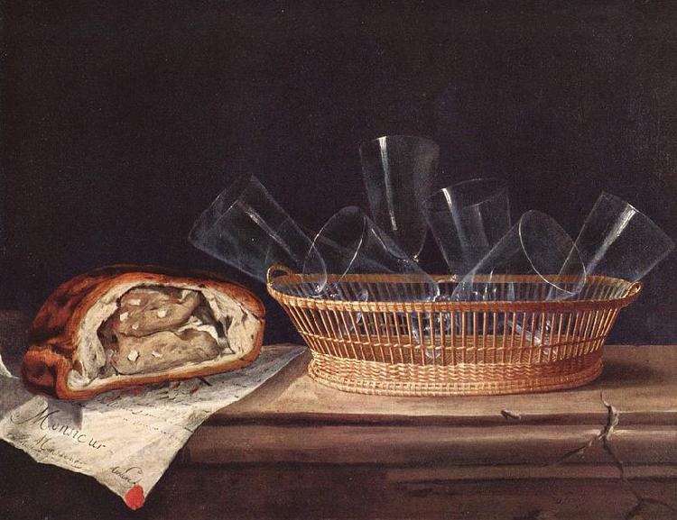 Sebastian Stoskopff Korb mit Glasern, Pastete und einem Brief France oil painting art
